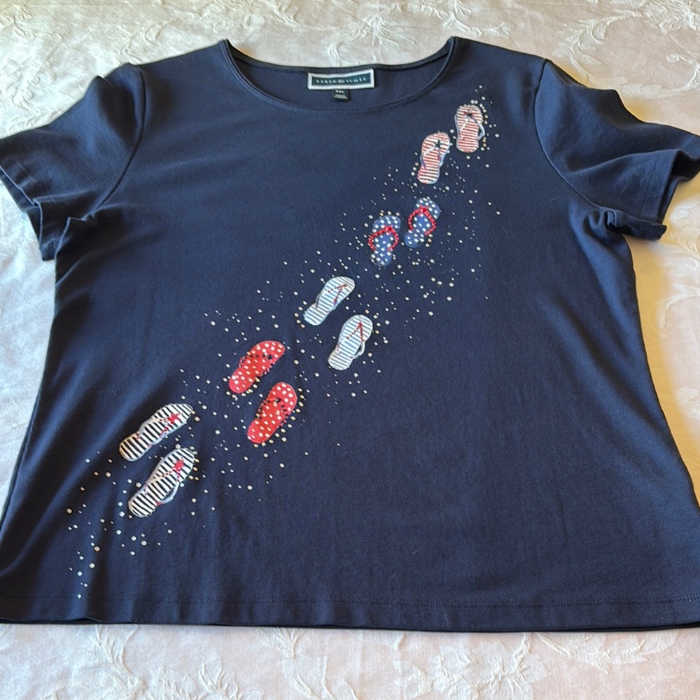 Karen Scott Patriotic Tee EUC